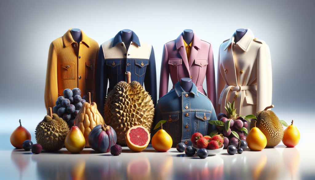 Vêtements en D sur des fruits exotiques.