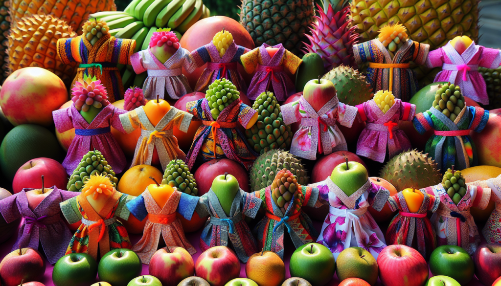 Vêtement en X, exotique et coloré, inspiré de fruits, textures et motifs xylophoniques.