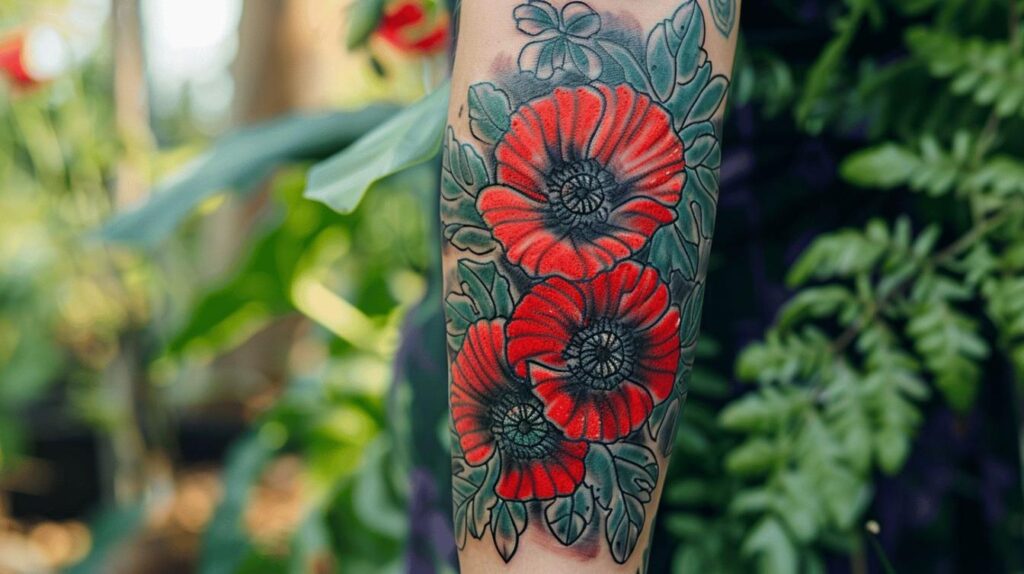 Tatouage coquelicots : symbole profond et idées inspirantes