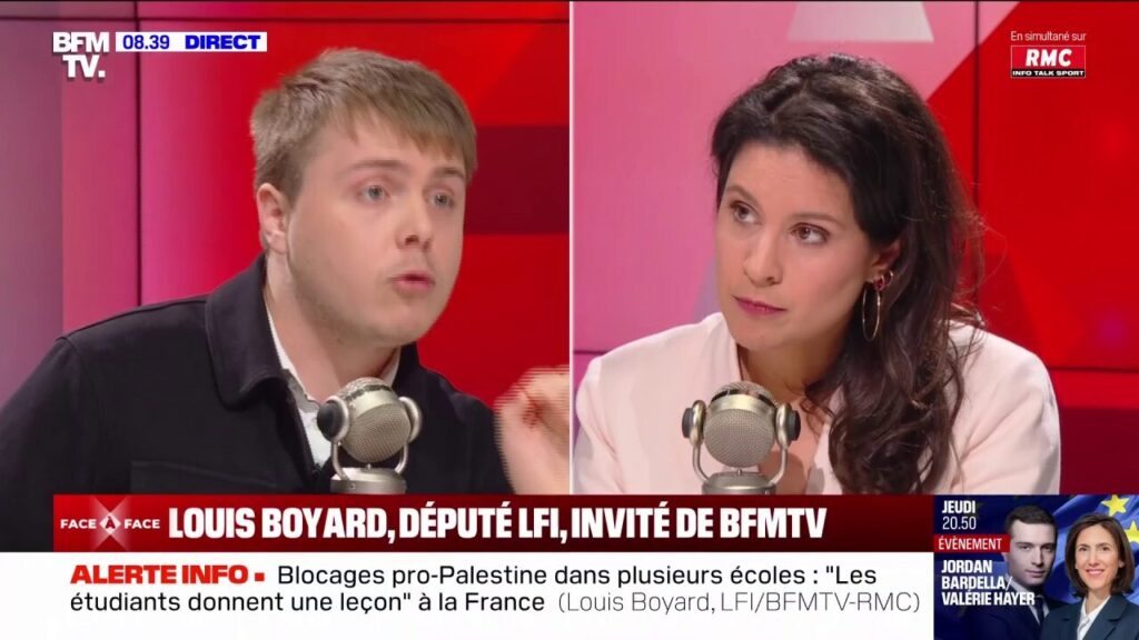 Louis Boyard face à Apolline de Malherbe lors d'une interview tendue sur sa vie privée